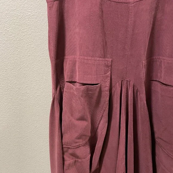 (NWT) COMPLETO LINO By ARTHURIO Corduroy Maxi Lagenlook Dress, Burgundy - XL